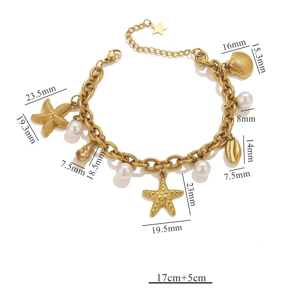Armband mit Motiv-Anhänger aus Edelstahl, goldfarben – Modell 2