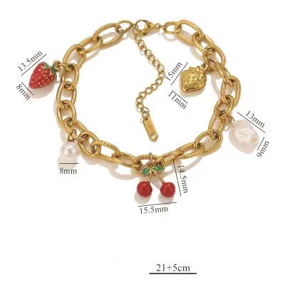 Armband mit Motiv-Anhänger aus Edelstahl, goldfarben – Modell 6