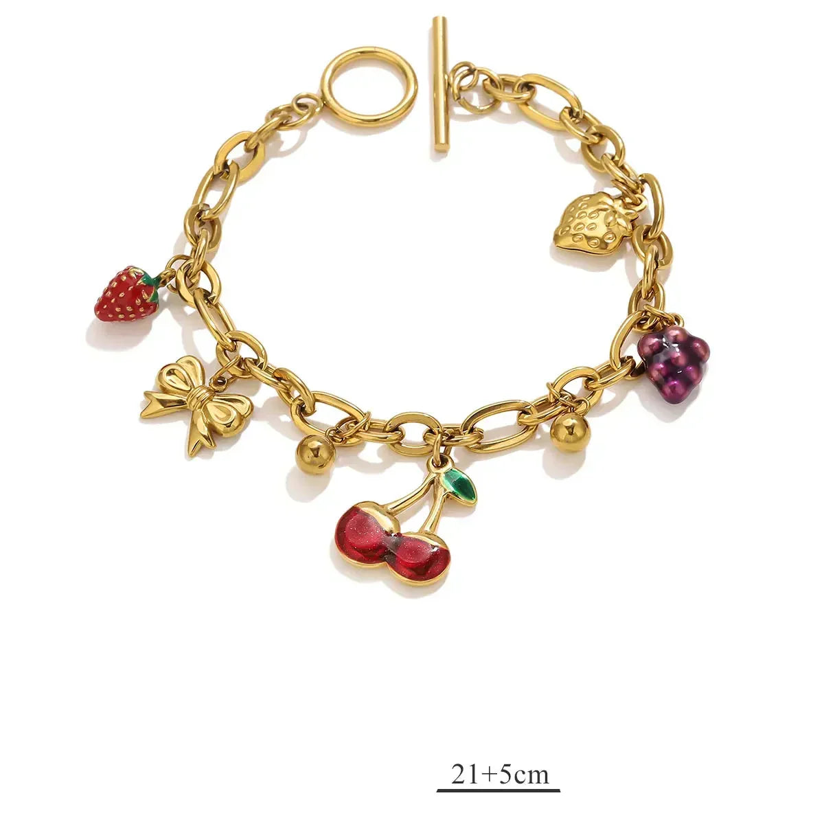 Armband mit Motiv-Anhänger aus Edelstahl, goldfarben – Modell 9