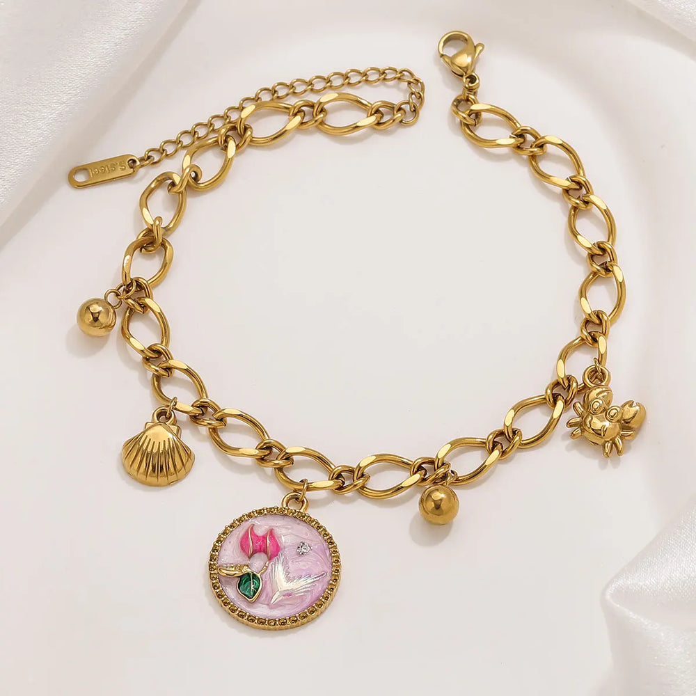 Armband mit Motiv-Anhänger aus Edelstahl, goldfarben, Ansicht 6
