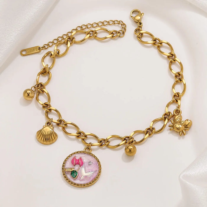 Armband mit Motiv-Anhänger aus Edelstahl, goldfarben, Ansicht 6