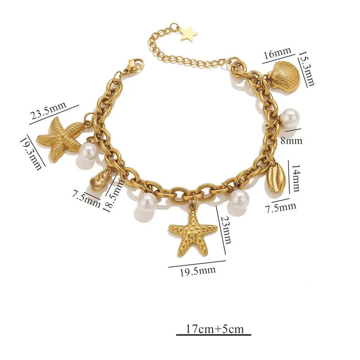 Armband mit Motiv-Anhänger aus Edelstahl, goldfarben – Modell 2