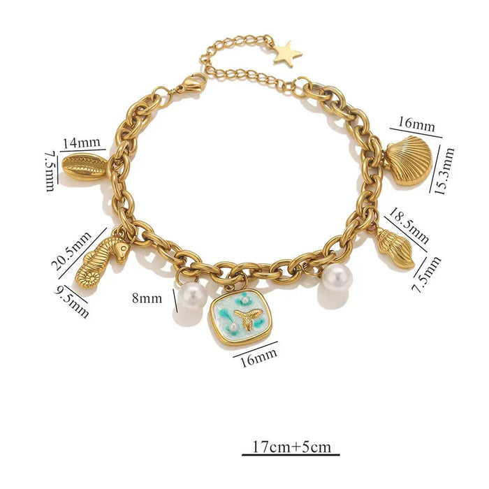 Armband mit Motiv-Anhänger aus Edelstahl, goldfarben – Modell 4