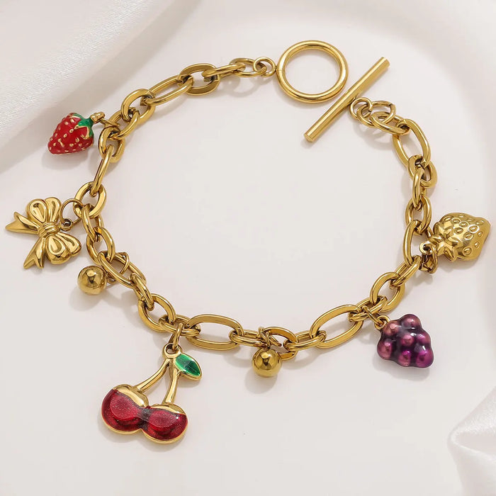 Armband mit Motiv-Anhänger aus Edelstahl, goldfarben, Ansicht 2