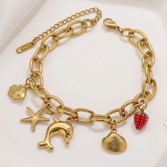 Armband mit Motiv-Anhänger aus Edelstahl, goldfarben, Ansicht 5