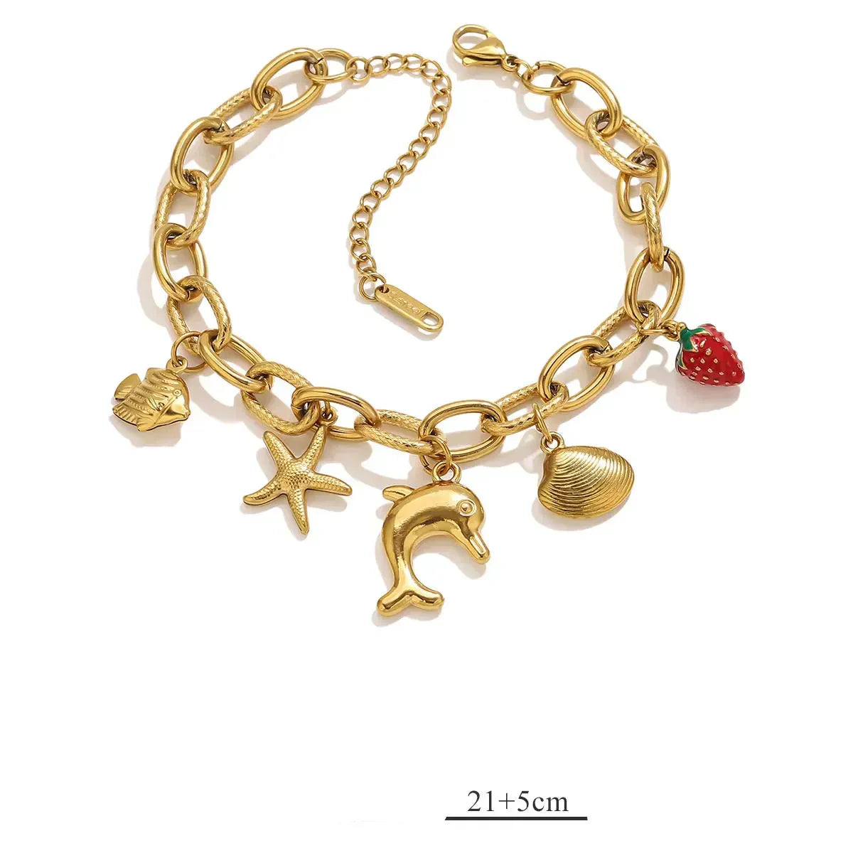 Armband mit Motiv-Anhänger aus Edelstahl, goldfarben – Modell 8