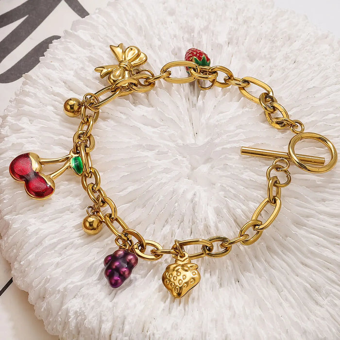 Armband mit Motiv-Anhänger aus Edelstahl, goldfarben, Ansicht 4