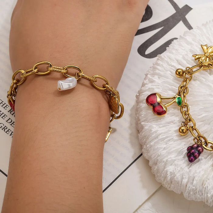 Armband mit Motiv-Anhänger aus Edelstahl, goldfarben, Ansicht 3